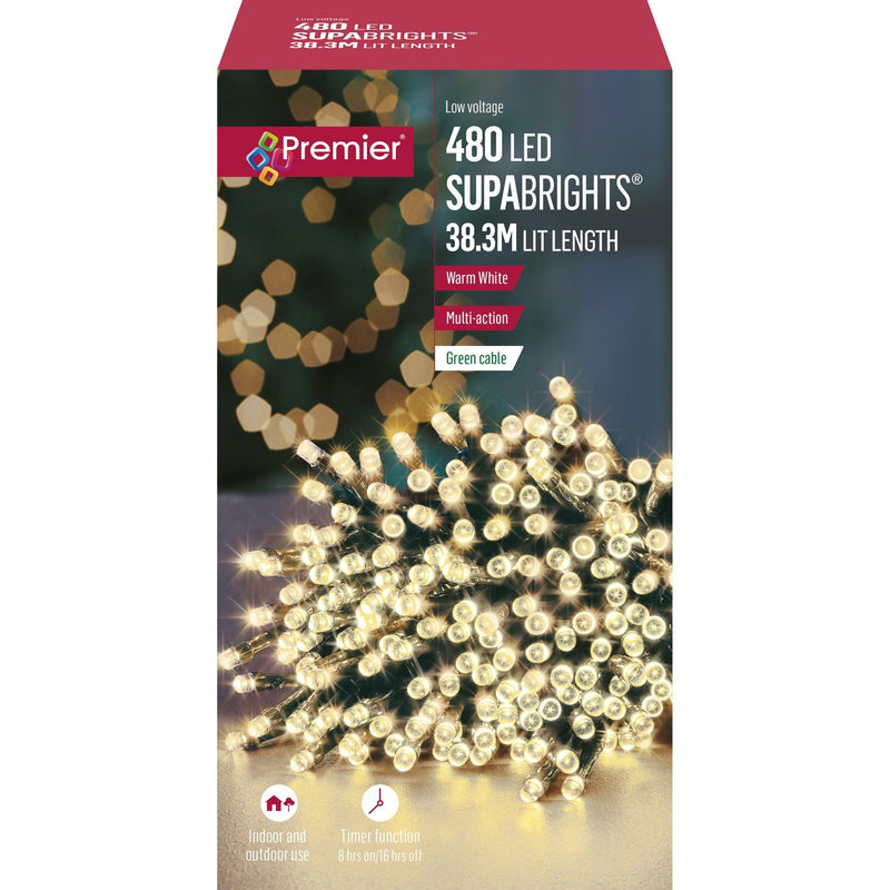 Premier 480 Led Multi-Action Supabrights Lights - Warm White - XMAS LIGHTS LED - Beattys of Loughrea