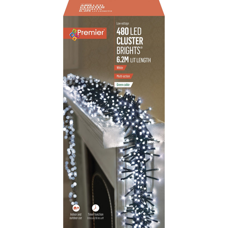 Premier 480 LED Multi-Action Clusterbrights - White - XMAS LIGHTS LED - Beattys of Loughrea