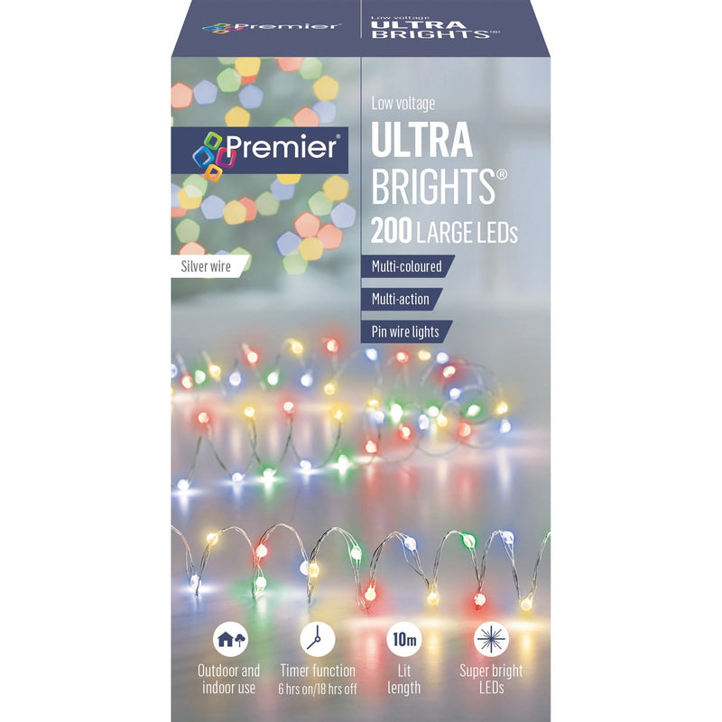 Premier 200 LV Large LED Mult-Action Ultrabrights - Multi-Coloured - XMAS LIGHTS LED - Beattys of Loughrea