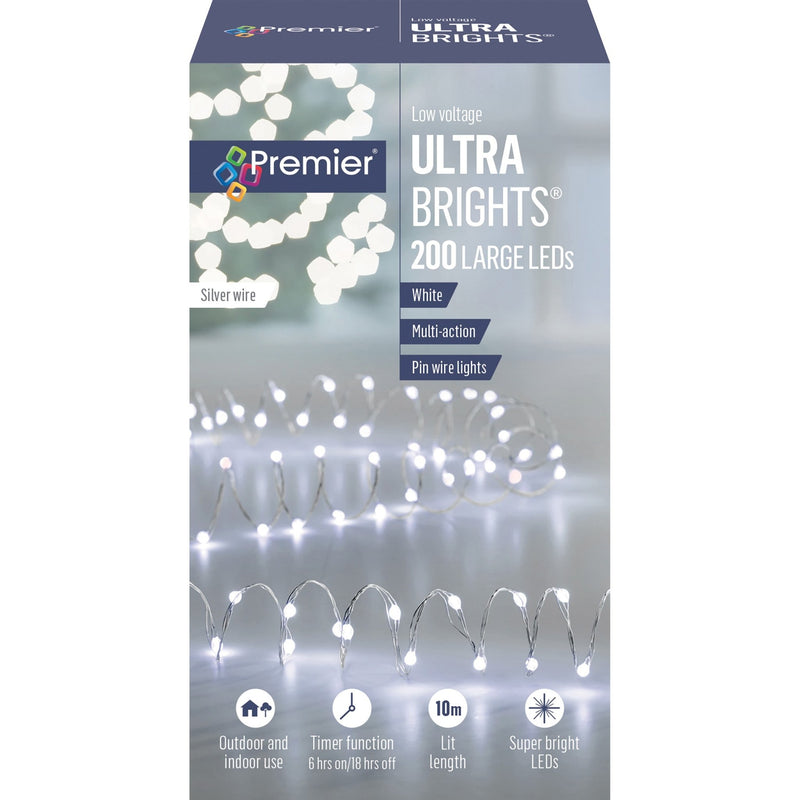 Premier 200 Low Voltage Large LED Multi-Action Ultrabrights - White - XMAS LIGHTS LED - Beattys of Loughrea