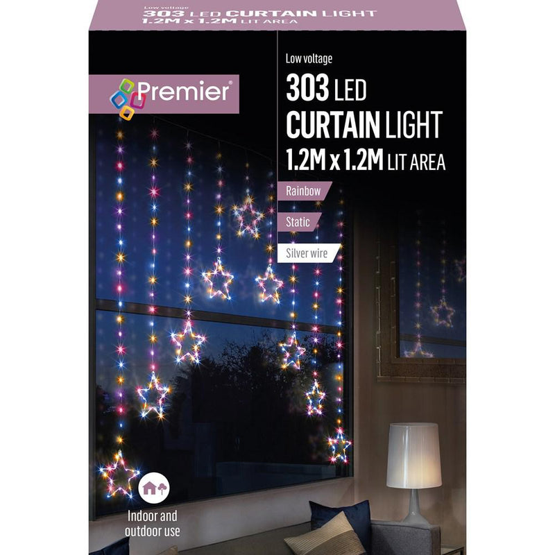 303 LED Curtain Star Light Rainbow - 1.2m x 1.2m - XMAS LIGHTS LED - Beattys of Loughrea