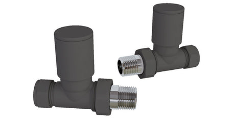 Pair Straight Anthracite Radiator Valves BS2020 - RAD VALVES/VENTS/KEYS - Beattys of Loughrea
