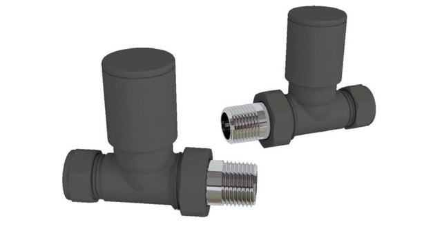 Pair Straight Anthracite Radiator Valves BS2020 - RAD VALVES/VENTS/KEYS - Beattys of Loughrea