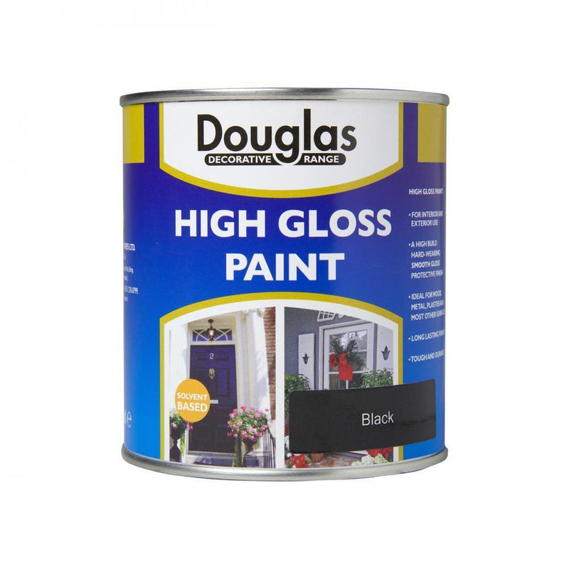 Douglas Decorative Range High Gloss Black Paint - 250ml - READY MIXED - OIL BASED - Beattys of Loughrea