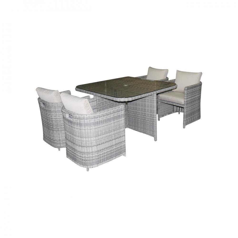 Capri 4 Seater Rattan Cube Set - WOOD / RATTAN GDN FURN SET 4+ SEATS - Beattys of Loughrea