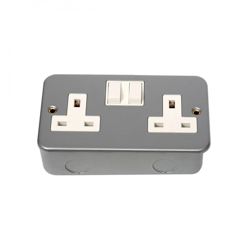 Phoenix 2 Gang Metal Clad Double Switched Socket - SOCKETS - Beattys of Loughrea