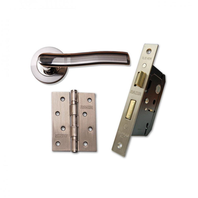 Basta Roxton Lockset with Hinges - Rose - LEVER HANDLES/SUFFOLK LATCH - Beattys of Loughrea