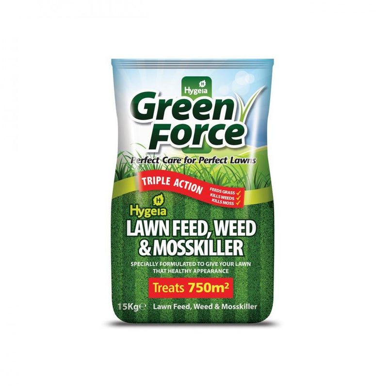Greenforce Lawn Feed, Weed & Moss Killer 15kg - FERTILISER GRANULAR/SOLUBLE/LIQ - Beattys of Loughrea