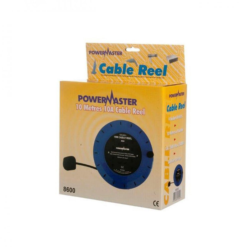 Powermaster 10 Amp 4 Gang Cable Reel Cassette - 10m - EXTENTION REELS - Beattys of Loughrea