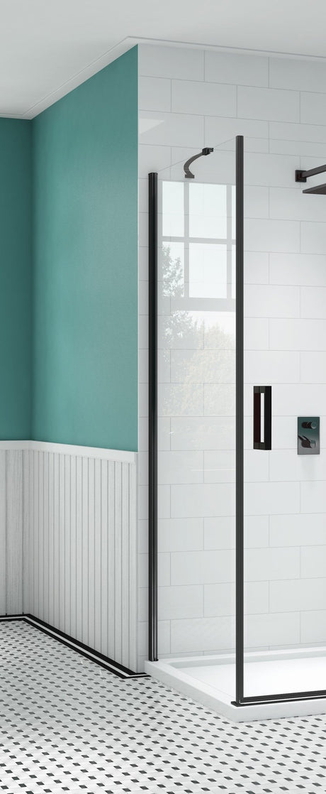 Merlyn Black Hinge & Inline Side Panel 760mm - SHOWER DOORS - Beattys of Loughrea