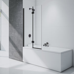 Merlyn Black Hinged 2 Panel Bath Screen (Left Hand) - SHOWER DOORS - Beattys of Loughrea