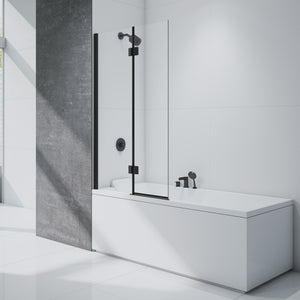 Merlyn Black Hinged 2 Panel Bath Screen (Left Hand) - SHOWER DOORS - Beattys of Loughrea