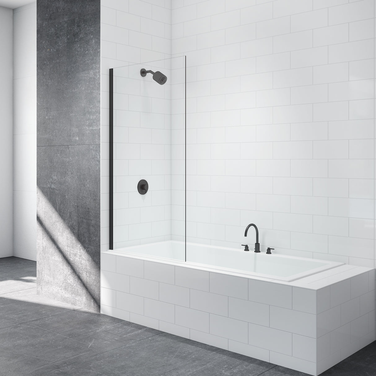 Merlyn Black Fixed Square Bath Screen - SHOWER DOORS - Beattys of Loughrea