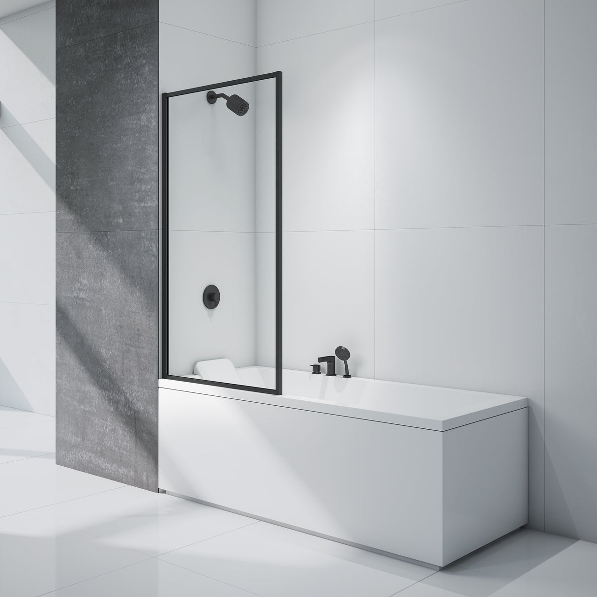 Merlyn Black Framed Bath Screen - SHOWER DOORS - Beattys of Loughrea