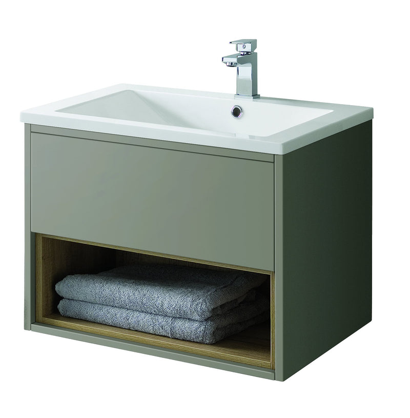 Bathroom Studio Lucca 60cm Wall Hung Unit - Gloss Taupe - VANITY UNITS - Beattys of Loughrea