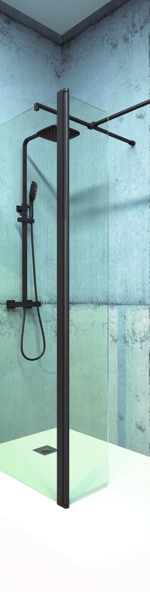 Bathroom Studio Aspect Black Wetroom Flipper Panel 300mm BS2020 - SHOWER DOORS - Beattys of Loughrea