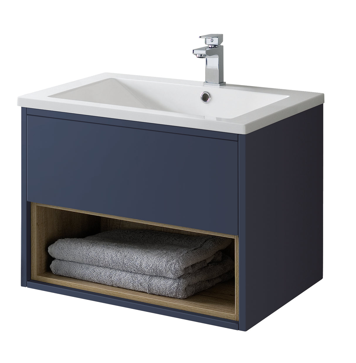 Bathroom Studio Lucca 80cm Wall Hung Unit - Matt Sapphire Blue - VANITY UNITS - Beattys of Loughrea