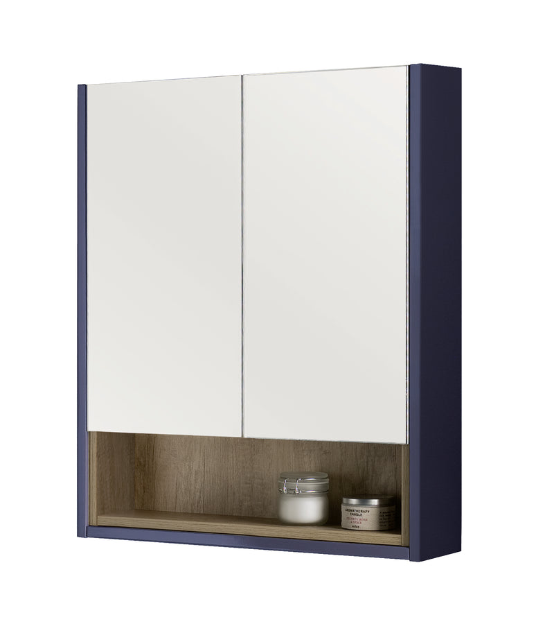 Bathroom Studio Lucca 80cm Mirror Cabinet - Matt Sapphire Blue - LIGHT UP MIRROR FOR VANITY - Beattys of Loughrea