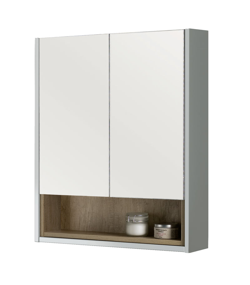 Bathroom Studio Lucca 80cm Mirror Cabinet - Dove Grey - VANITY UNITS - Beattys of Loughrea