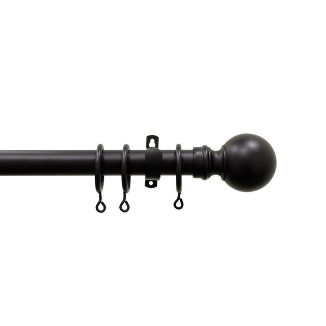 Forge Ball Curtain Pole - Black - METAL POLES - Beattys of Loughrea