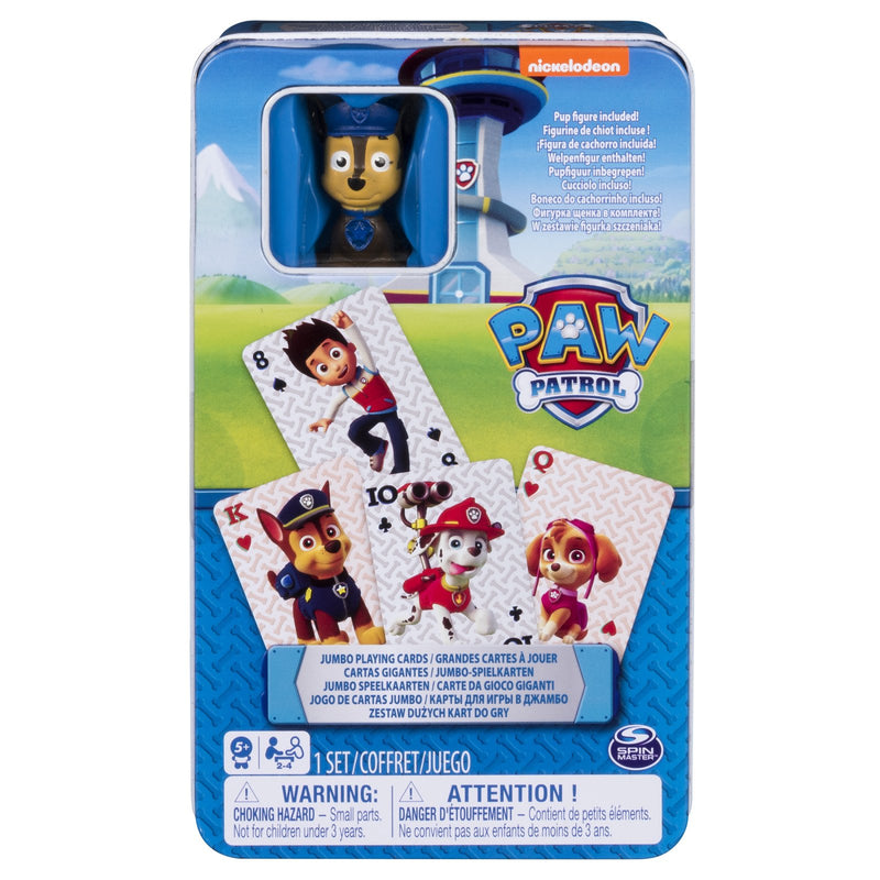 Paw Patrol Jumbo Cards In Tin With Figure - BOARD GAMES / DVD GAMES - Beattys of Loughrea