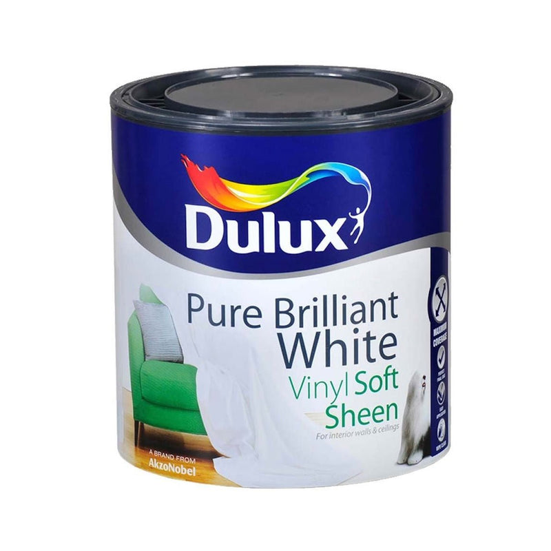Dulux Vinyl Soft Sheen Pure Brilliant White 1 Litre - WHITES - Beattys of Loughrea