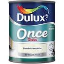 Dulux Once Gloss Pure Brilliant White Paint - 750ml - WHITES - Beattys of Loughrea