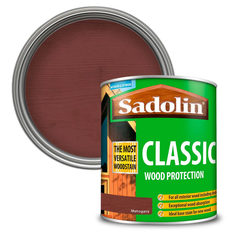 Sadolin Woodstain Classic Colours Woodstain - 1 Litre Mahogany - VARNISHES / WOODCARE - Beattys of Loughrea