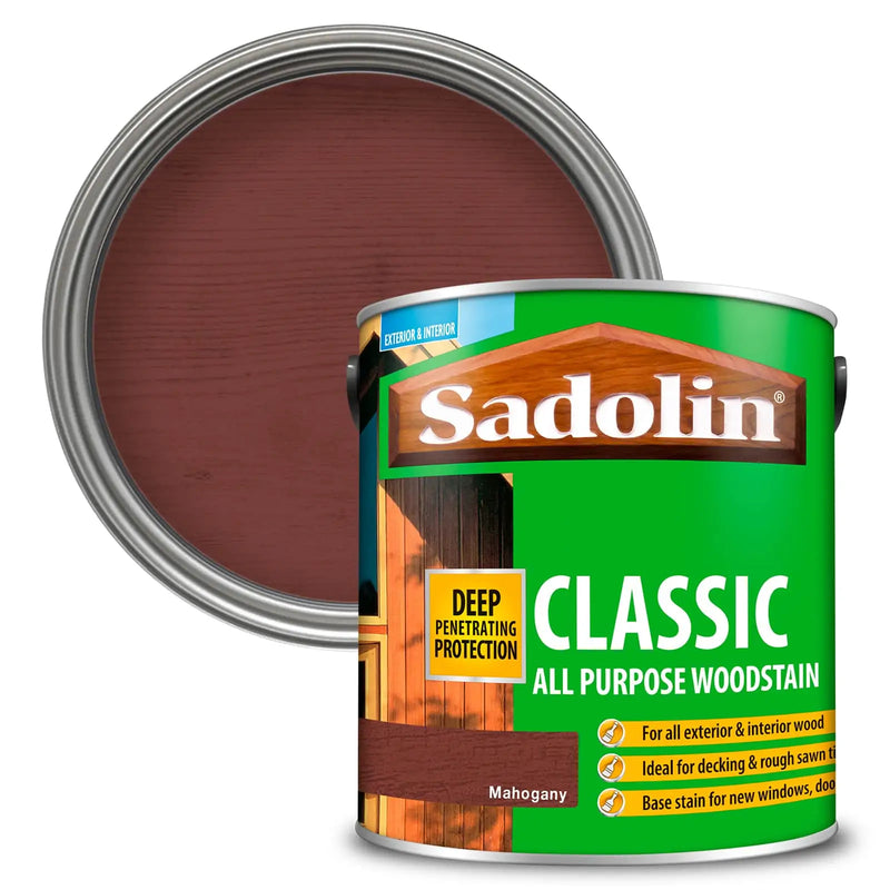 Sadolin Woodstain Classic Colours Woodstain - 2.5 Litre Mahogany - VARNISHES / WOODCARE - Beattys of Loughrea