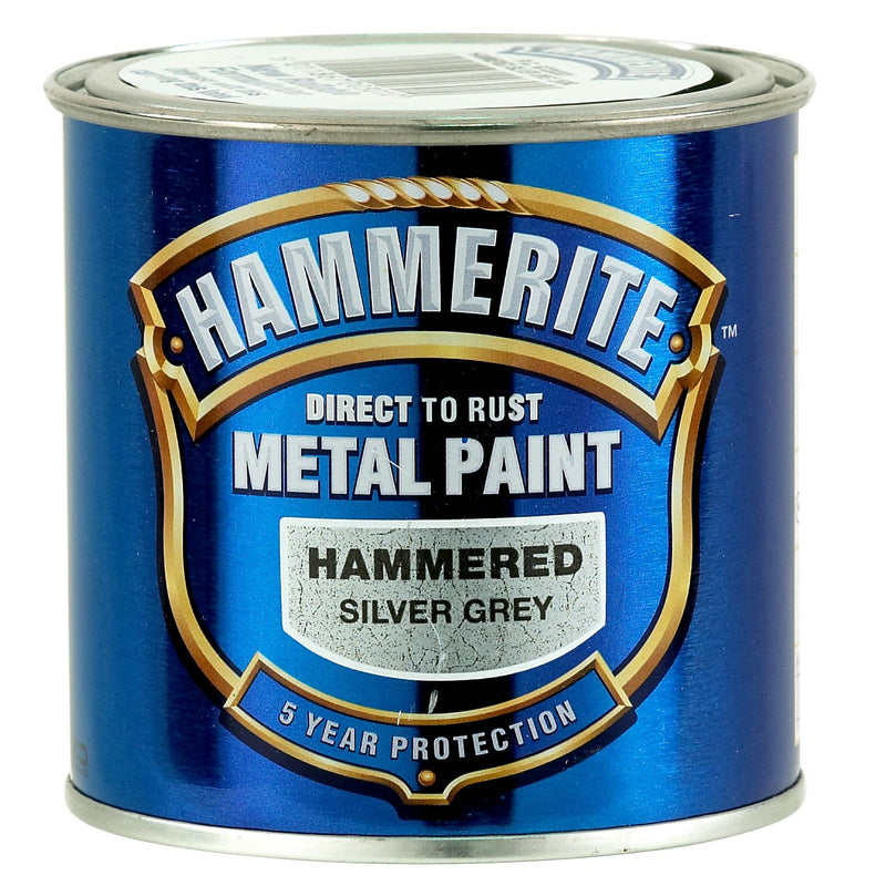 Hammerite Direct to Rust Hammered Finish Metal Paint 250ml Silver Grey - METAL PAINTS - Beattys of Loughrea