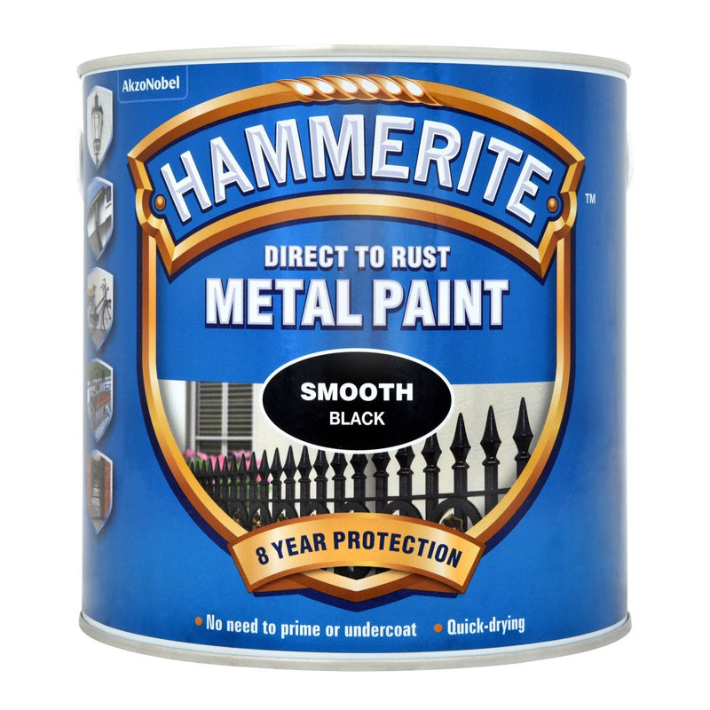 Hammerite Direct to Rust Smooth Finish Metal Paint 250ml Black - METAL PAINTS - Beattys of Loughrea