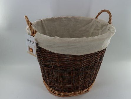 Round Willow Basket with Canvas Liner - FIREPLACE - COAL BUCKET LOG BOX BASKET STOVE FAN - Beattys of Loughrea