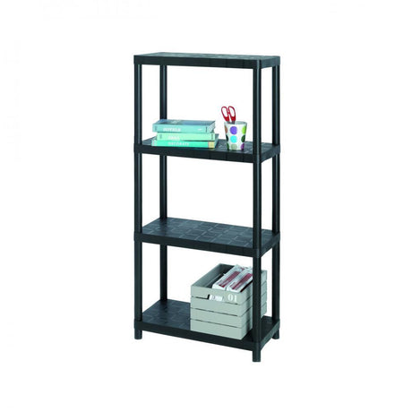 Sigma 4-Tier Shelving Unit - 12in - WOODEN / PLASTIC SHELVES - Beattys of Loughrea