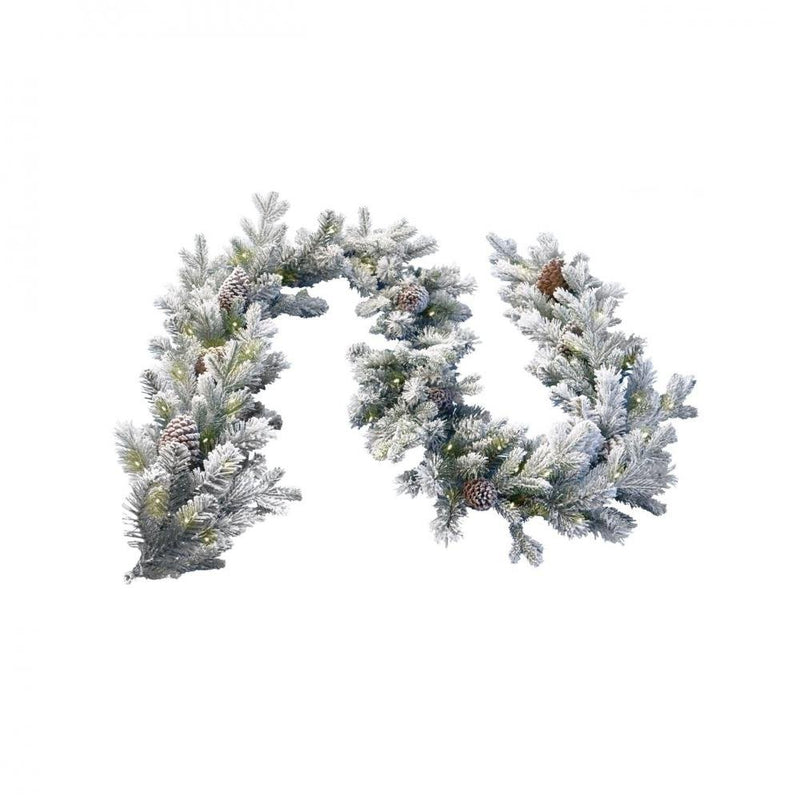 Snowy Dorchester Pine Garland - 9ft x 12in - XMAS GARLANDS - Beattys of Loughrea