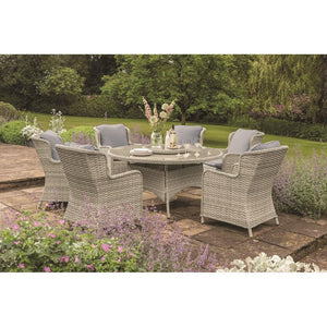 Eden Rose 6 Seater Round Rattan Set - 1.5m - WOOD / RATTAN GDN FURN SET 4+ SEATS - Beattys of Loughrea