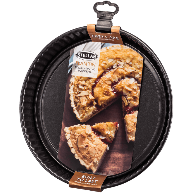Stellar Bakeware, 10"/25cm Fluted Flan Tin, Loose Base, Non-Stick - BAKEWARE - Beattys of Loughrea