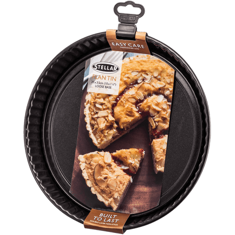 Stellar Bakeware, 10"/25cm Fluted Flan Tin, Loose Base, Non-Stick - BAKEWARE - Beattys of Loughrea