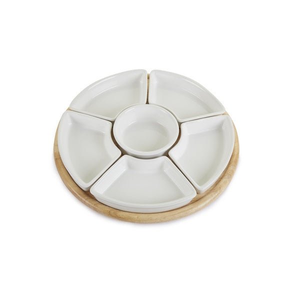Apollo Lazy Susan with Ceramic Dishes - WOODEN KITCHENWARE /ACCESSORIES - Beattys of Loughrea