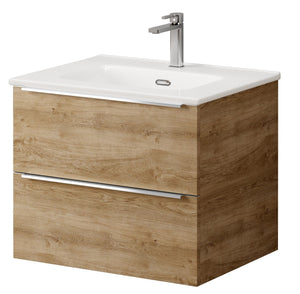 Bathroom Studio Kara 60cm 2 Drawer Wall Hung Unit Natural Oak - VANITY UNITS - Beattys of Loughrea