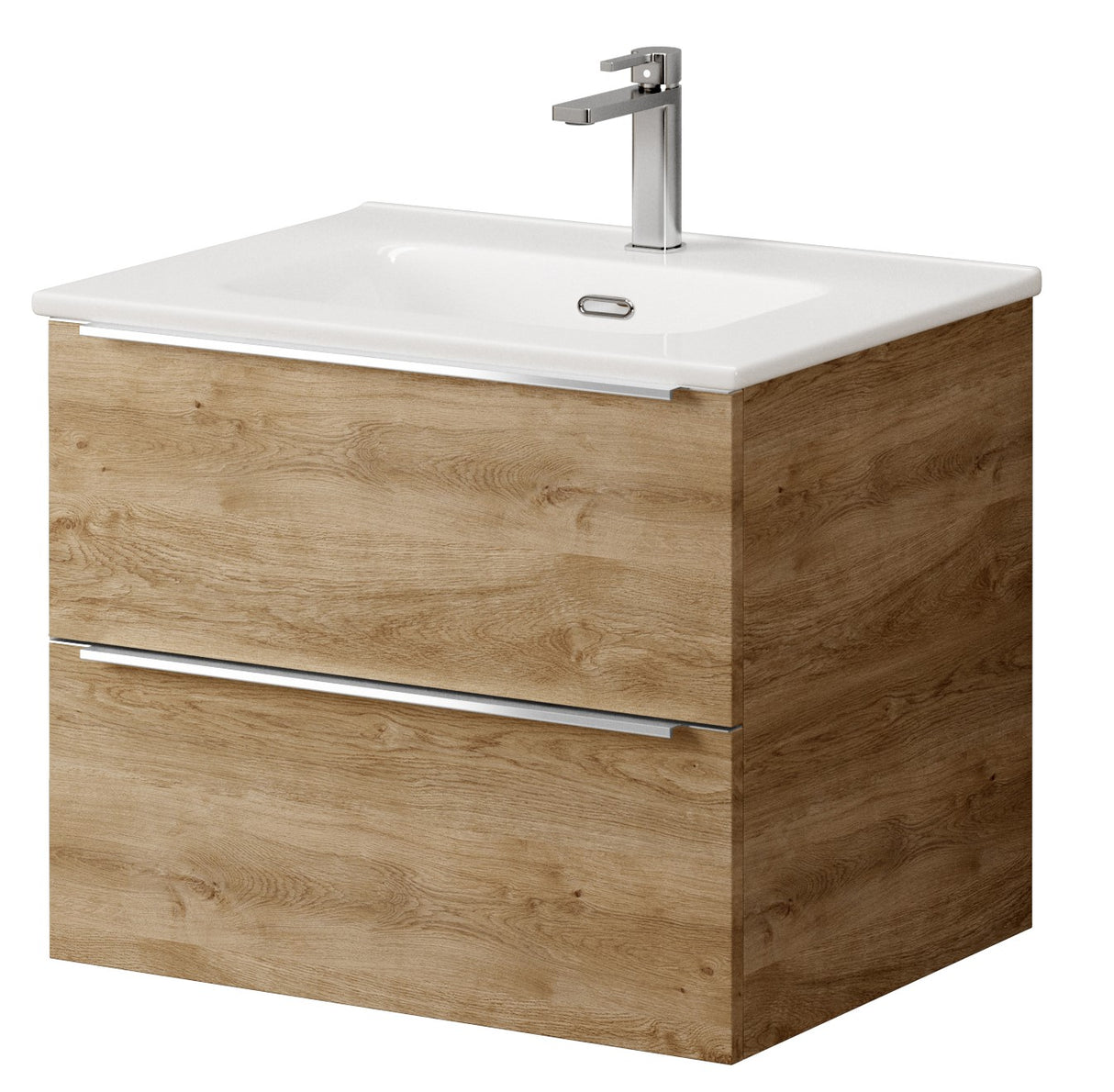Bathroom Studio Kara 60cm 2 Drawer Wall Hung Unit Natural Oak - VANITY UNITS - Beattys of Loughrea