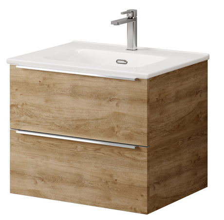 Bathroom Studio Kara 60cm 2 Drawer Wall Hung Unit Natural Oak - VANITY UNITS - Beattys of Loughrea