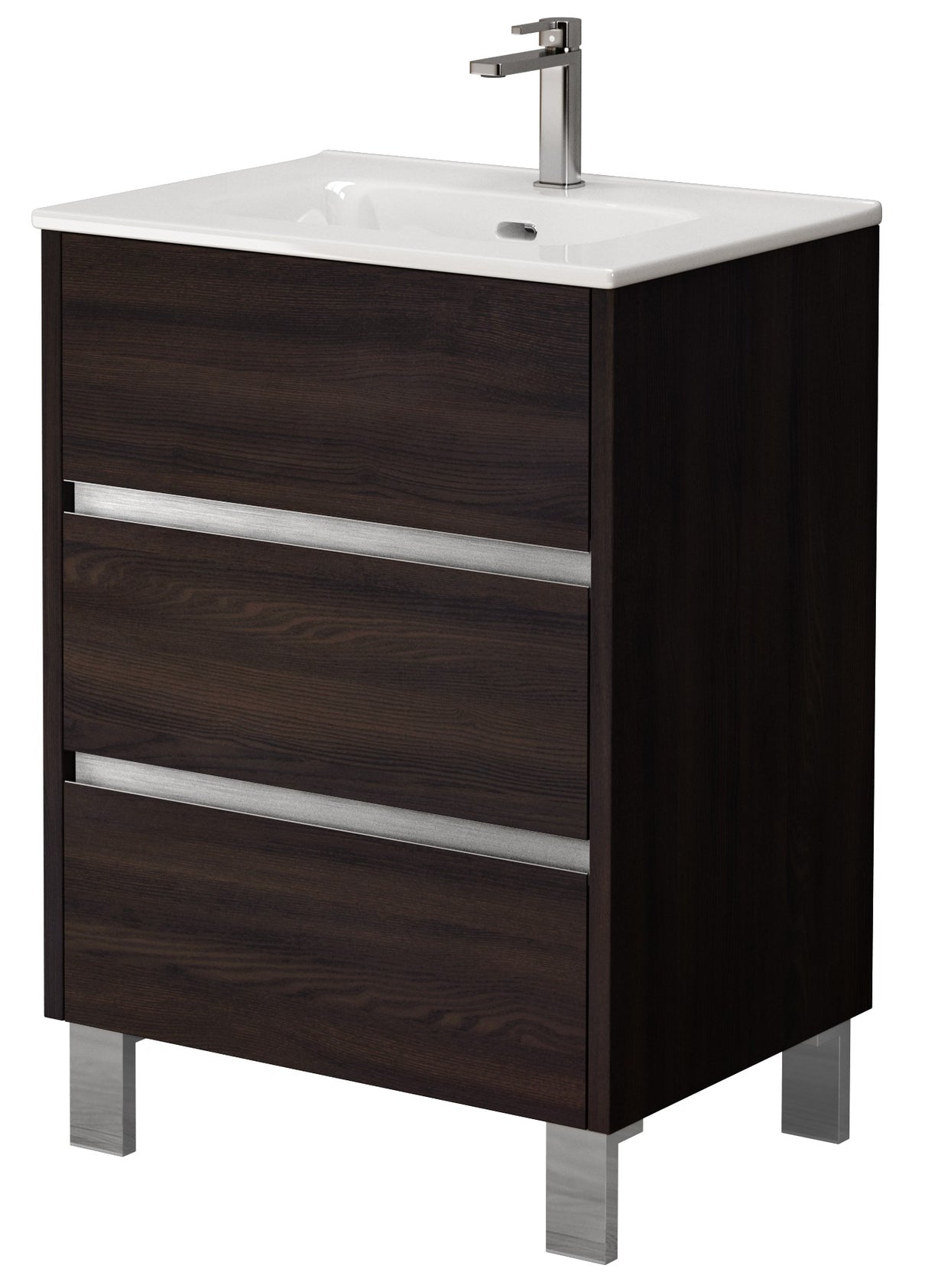 Bathroom Studio Harvey 60cm 3 Drawer Floor Standing Unit Wenge - VANITY UNITS - Beattys of Loughrea