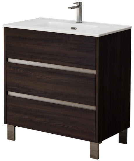 Bathroom Studio Harvey 80cm 3 Drawer Floor Standing Unit Wenge - VANITY UNITS - Beattys of Loughrea