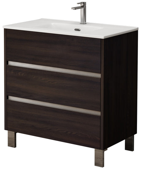 Bathroom Studio Harvey 80cm 3 Drawer Floor Standing Unit Wenge - VANITY UNITS - Beattys of Loughrea
