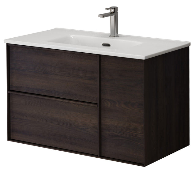 Bathroom Studio Serena 80cm 2 Drawer/1 Door Wall Hung Unit Wenge - VANITY UNITS - Beattys of Loughrea