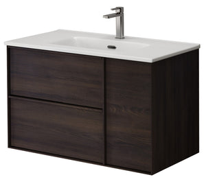Bathroom Studio Serena 80cm 2 Drawer/1 Door Wall Hung Unit Wenge - VANITY UNITS - Beattys of Loughrea