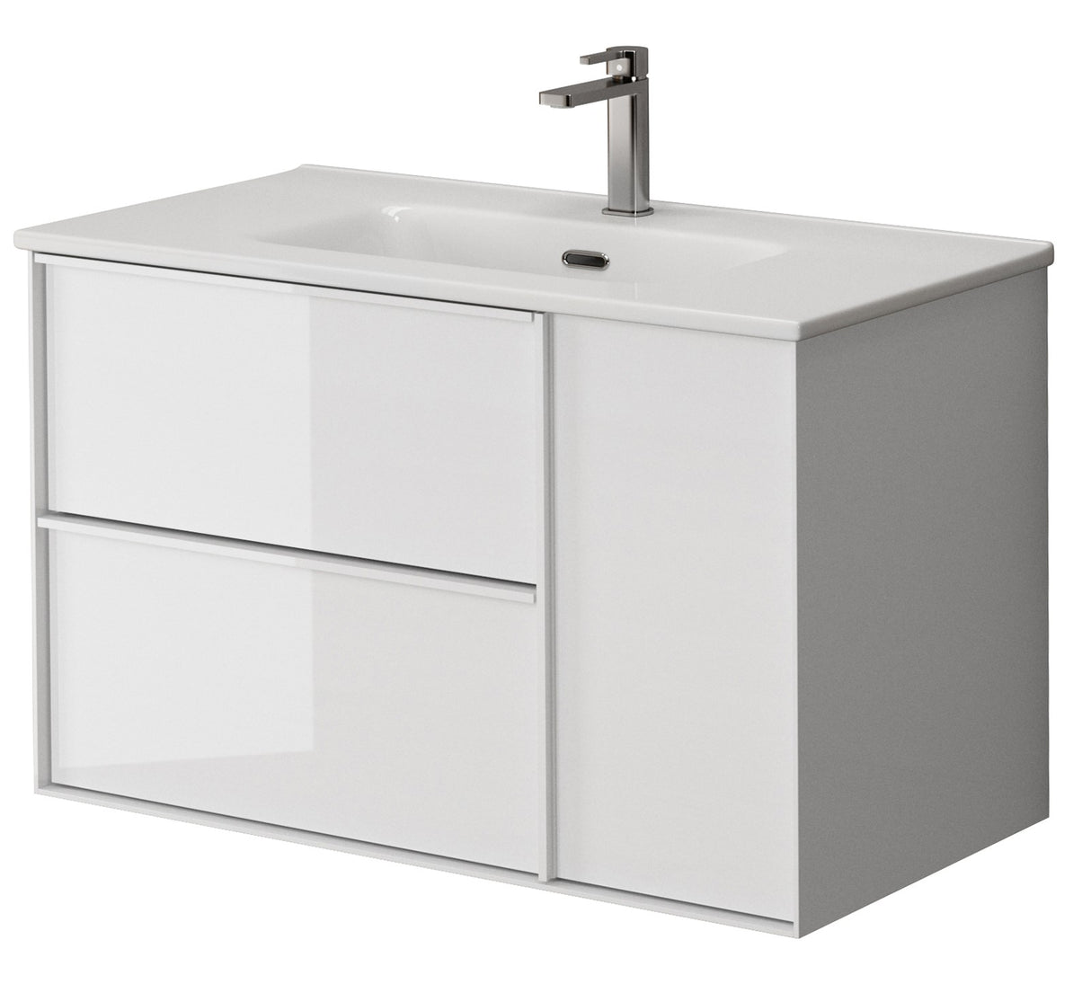 Bathroom Studio Serena 80cm 2 Drawer/1 Door Wall Hung Unit White - VANITY UNITS - Beattys of Loughrea
