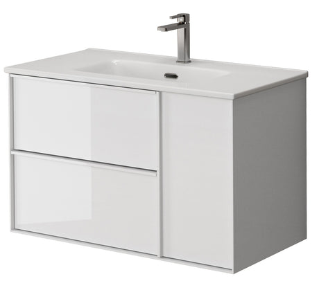 Bathroom Studio Serena 80cm 2 Drawer/1 Door Wall Hung Unit White - VANITY UNITS - Beattys of Loughrea
