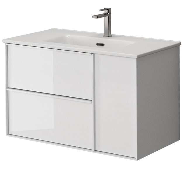 Bathroom Studio Serena 80cm 2 Drawer/1 Door Wall Hung Unit White - VANITY UNITS - Beattys of Loughrea