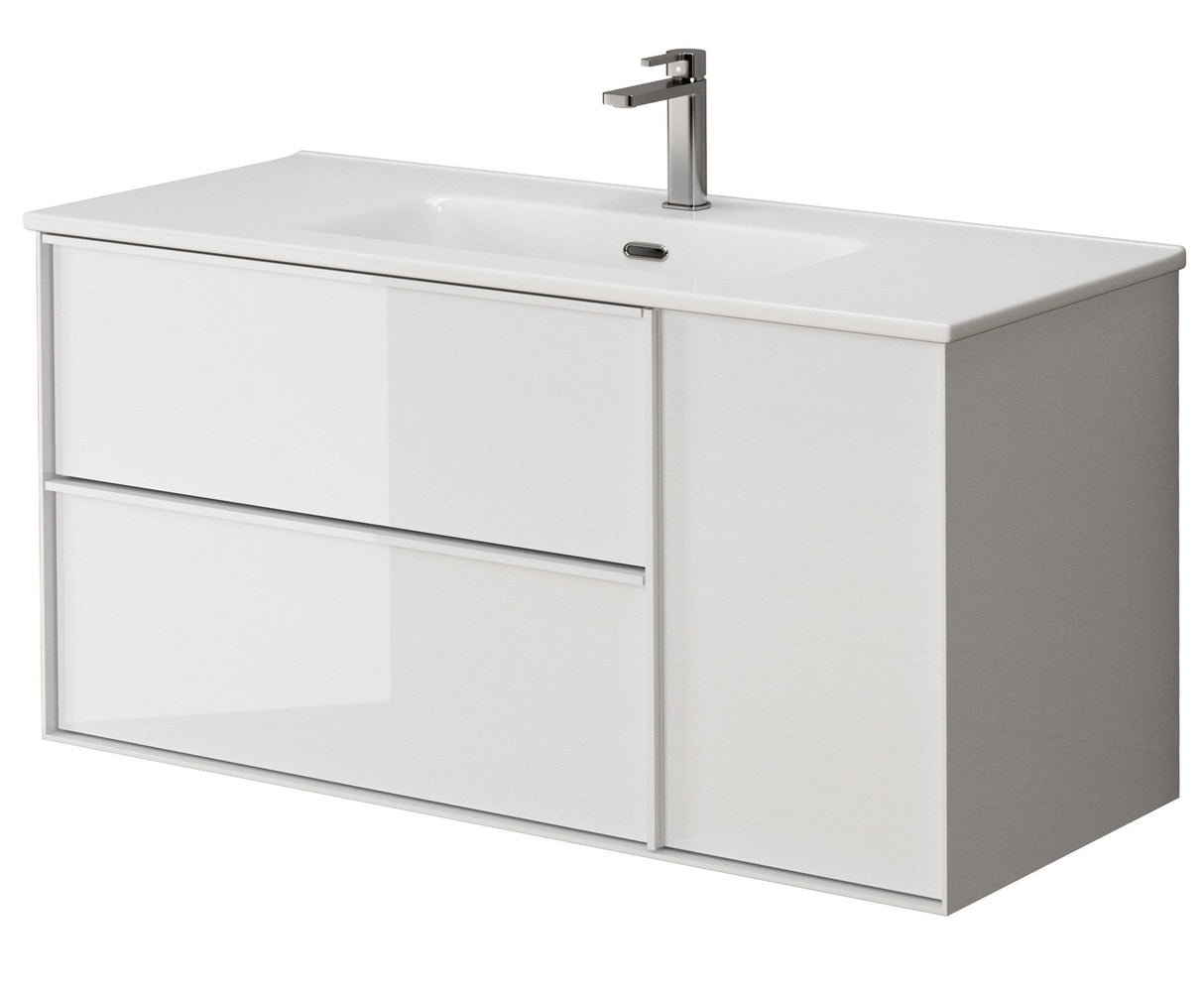 Bathroom Studio Serena 100cm 2 Drawer/1 Door Wall Hung Unit White - VANITY UNITS - Beattys of Loughrea